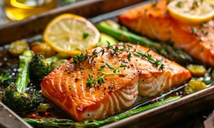 Somon la cuptor cu legume verzi – rețeta completă pentru sănătatea cardiovasculară