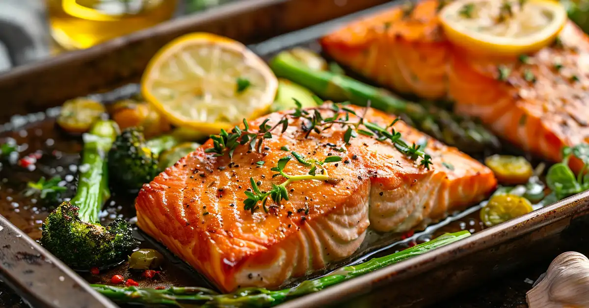 Somon la cuptor cu legume verzi – rețeta completă pentru sănătatea cardiovasculară